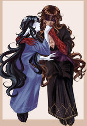 Two full bodies in a detailed color wash