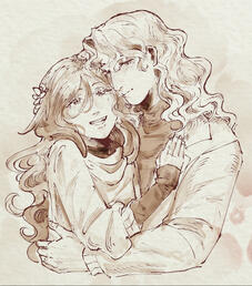 Two busts with monochrome coloring style